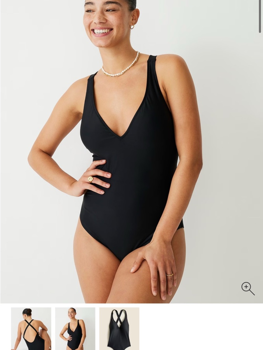 Classic Black V-Neck One-Piece Swimsuit
